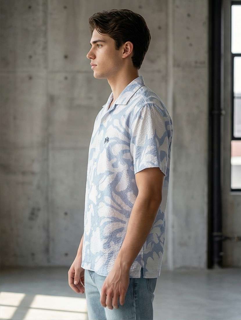 men printed short sleeve regular fit casual shirt - 21872504 -  Standard Image - 1