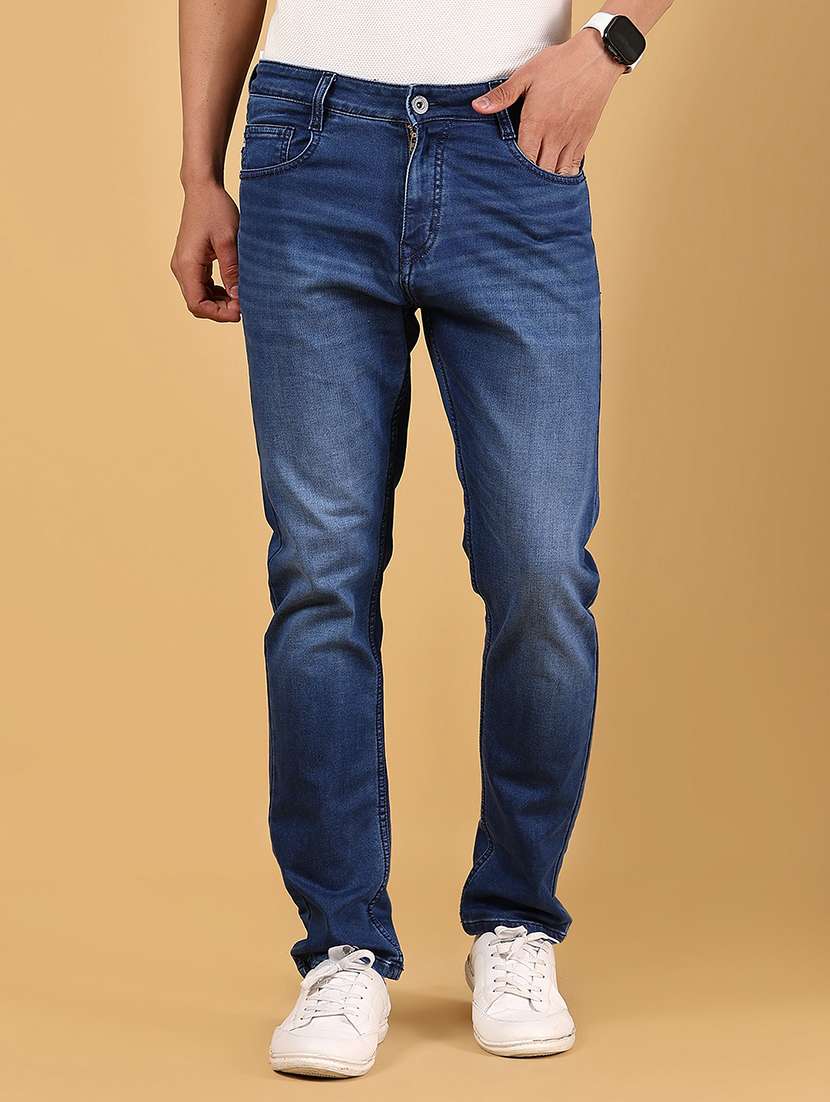 men solid mid rise slim fit jean