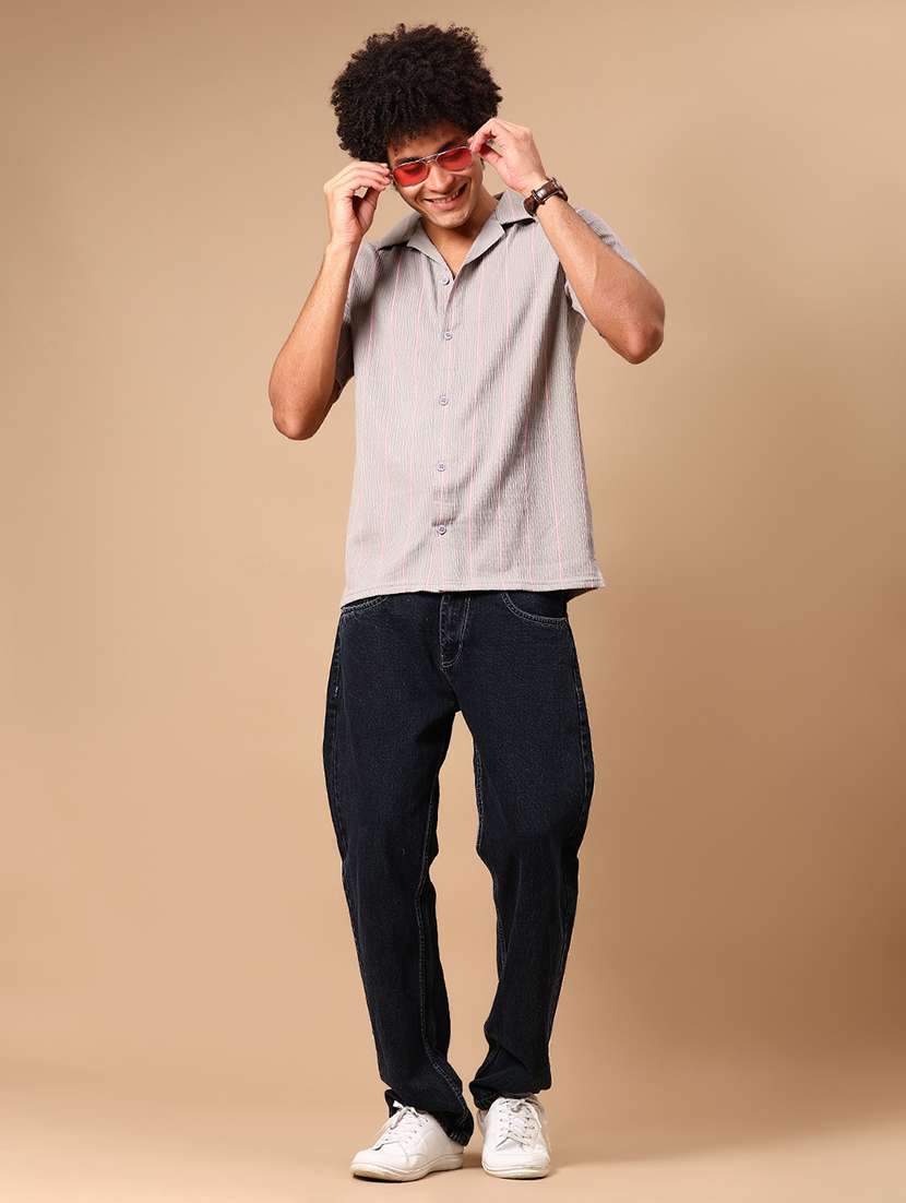 men striped cuban collared short sleeve shirt - 21872537 -  Standard Image - 4