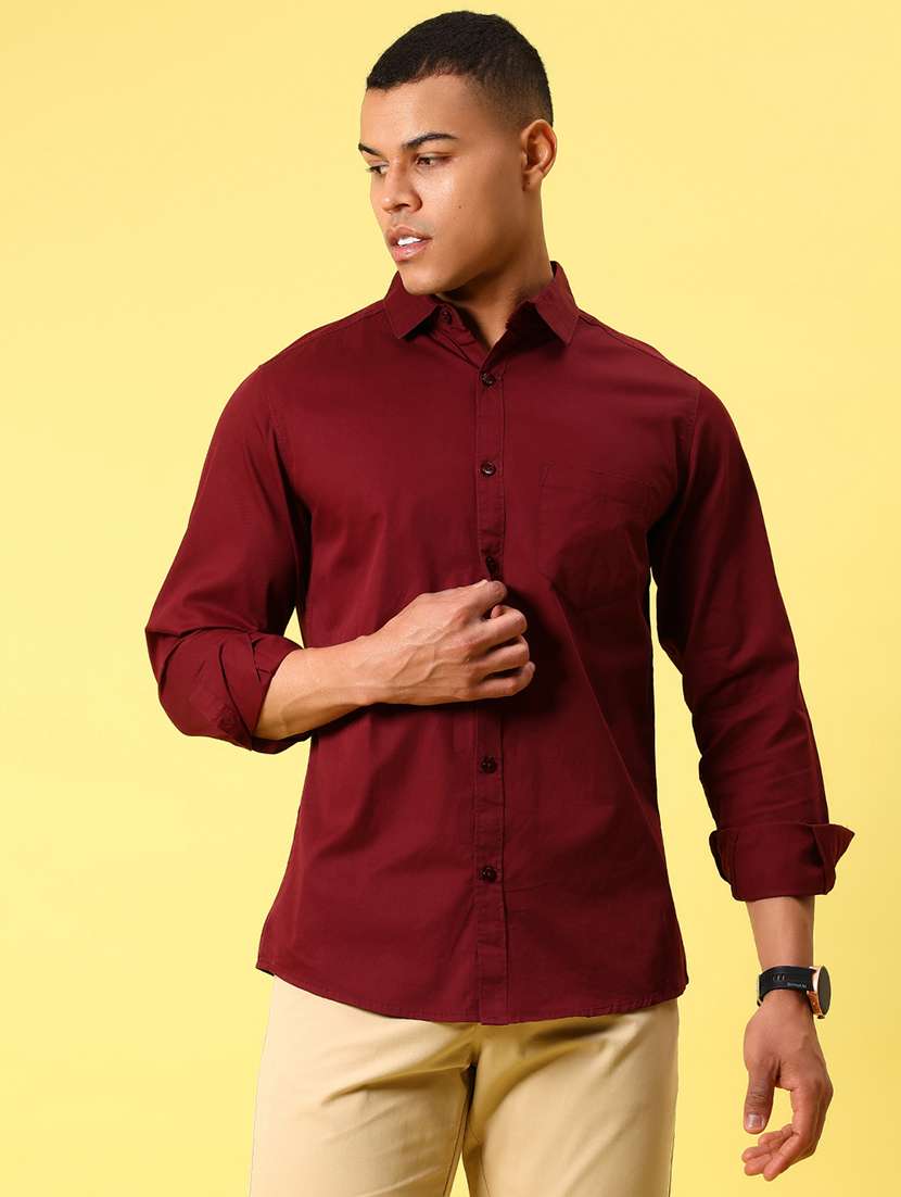 men solid colared long sleeve casual shirt - 21872569 -  Standard Image - 1