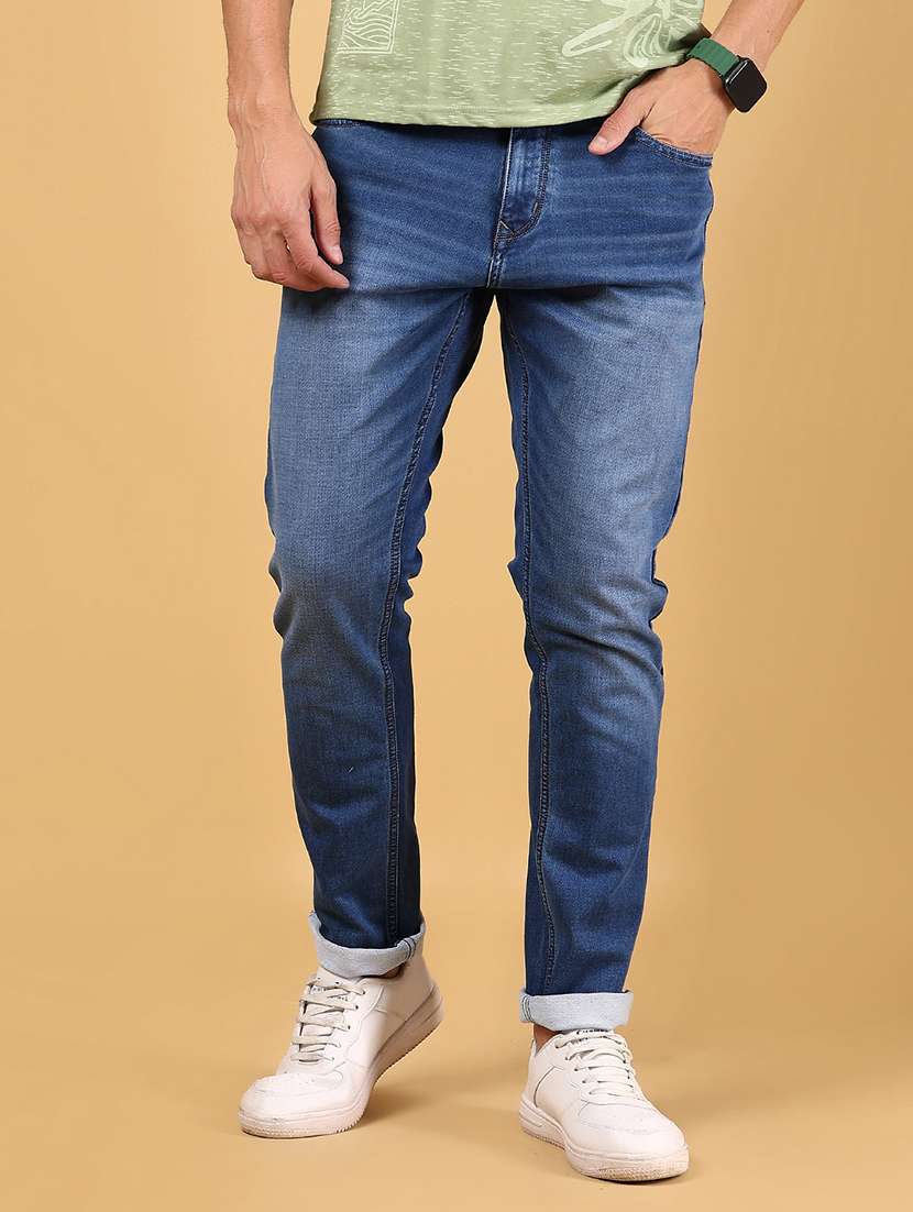 men solid mid rise slim fit jean - 21872592 - Standard Image - 1