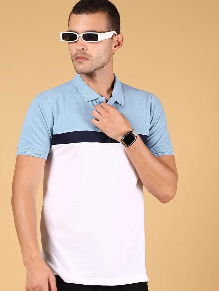 men color block short sleeve regular fit polo t-shirt