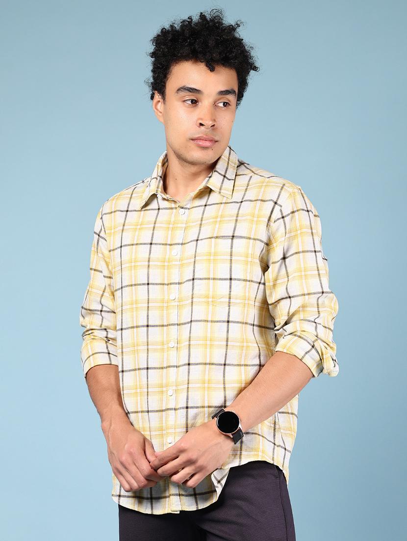 men checkered collared long sleeve shirt - 21872650 - Standard Image - 1