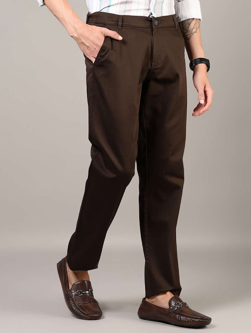 men solid md rise flat front casual chinos  - 21872654 -  Standard Image - 1