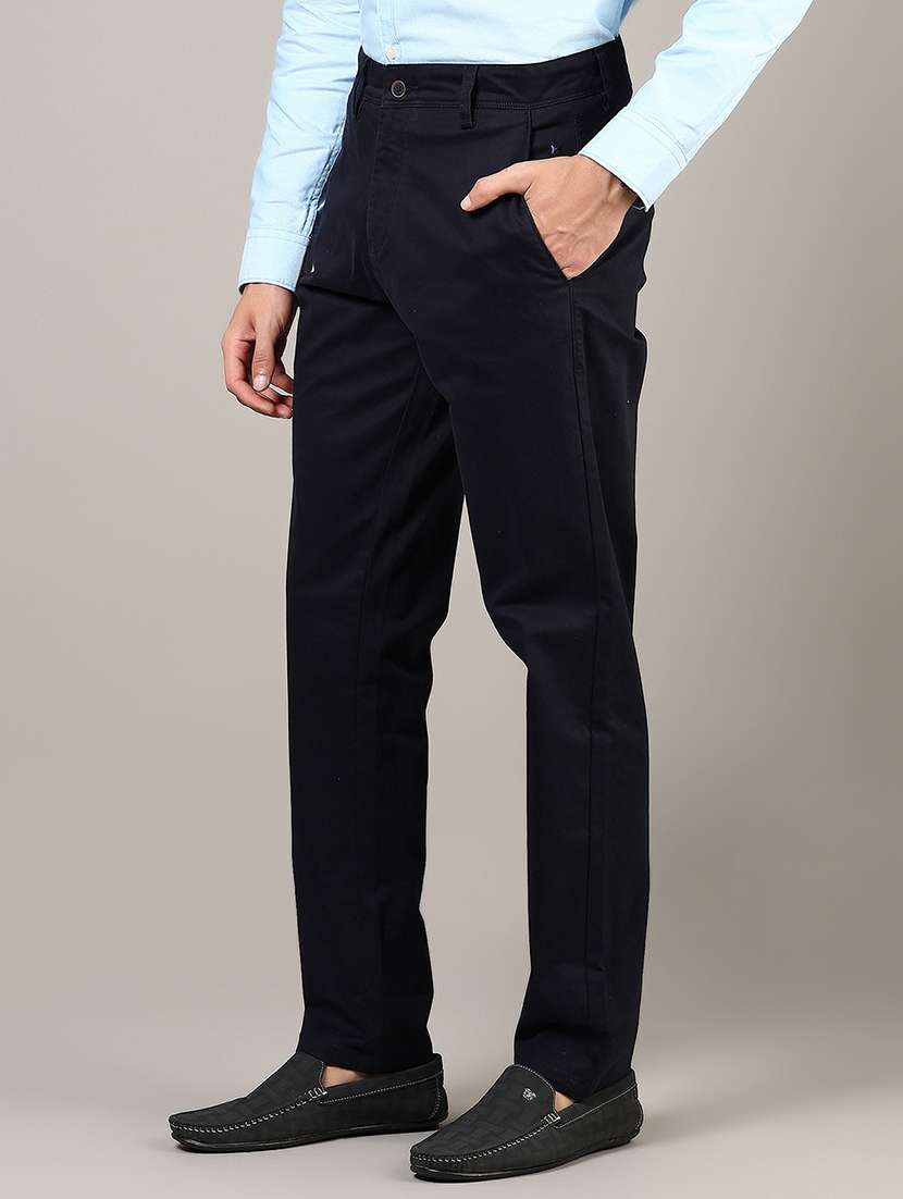 men solid md rise flat front casual chinos  - 21872659 -  Standard Image - 1