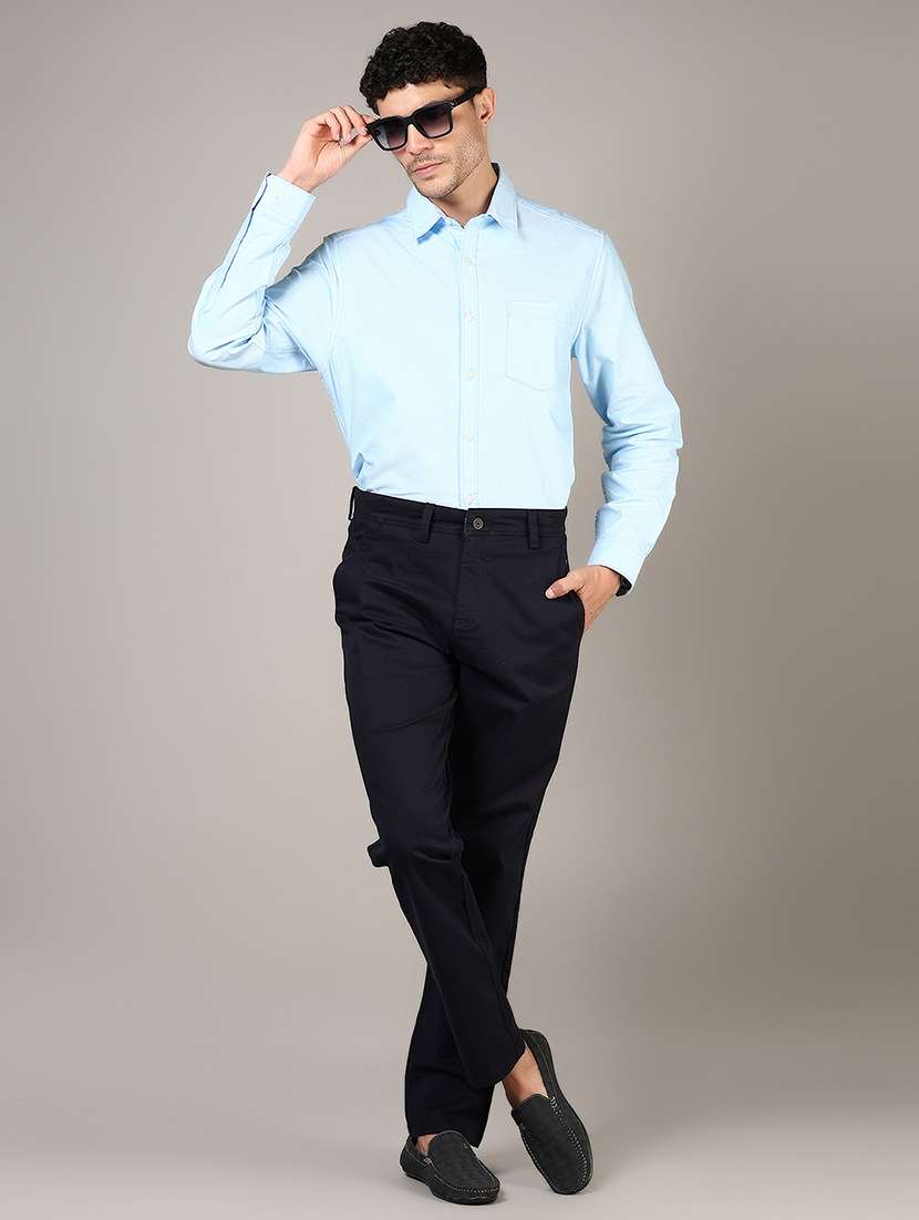 men solid md rise flat front casual chinos  - 21872659 -  Standard Image - 4