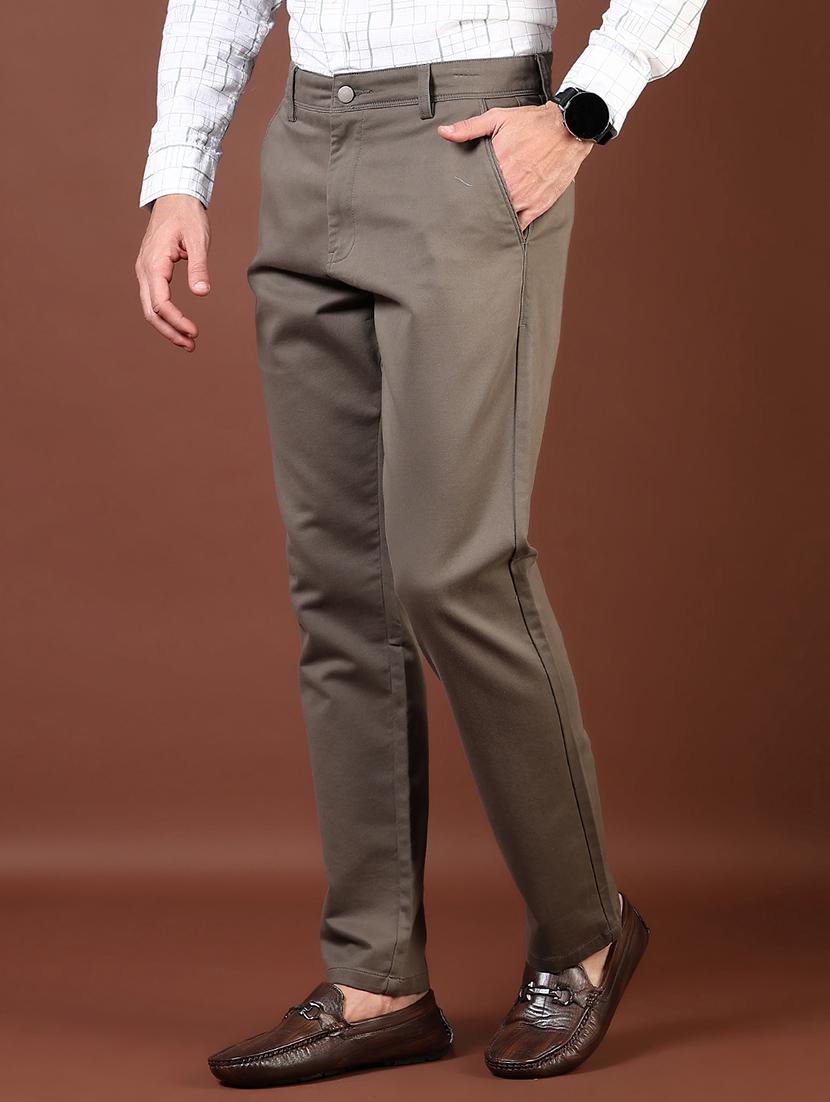 men solid md rise flat front casual chinos - 21872662 - Standard Image - 1
