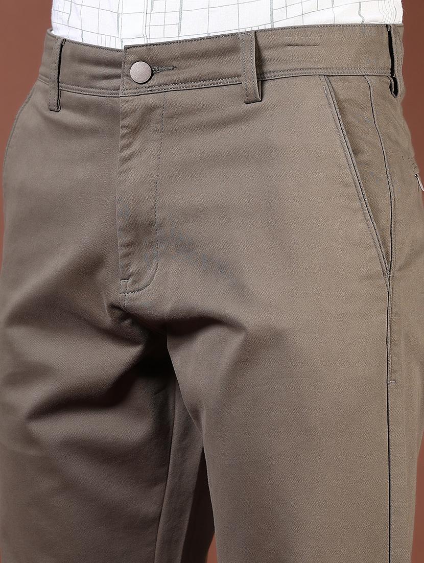 men solid md rise flat front casual chinos - 21872662 - Standard Image - 4