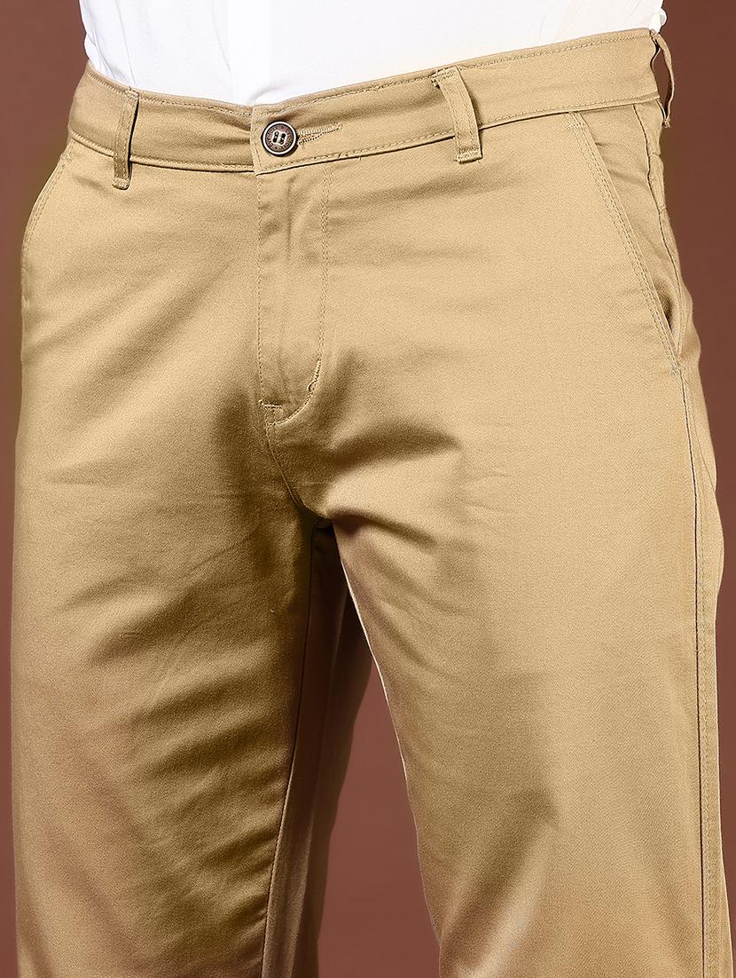 men solid md rise flat front casual chinos - 21872677 - Standard Image - 4