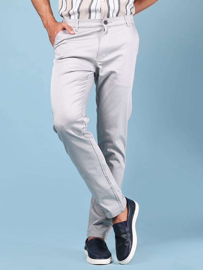 men solid md rise flat front casual chinos - 21872678 - Zoom Image - 0