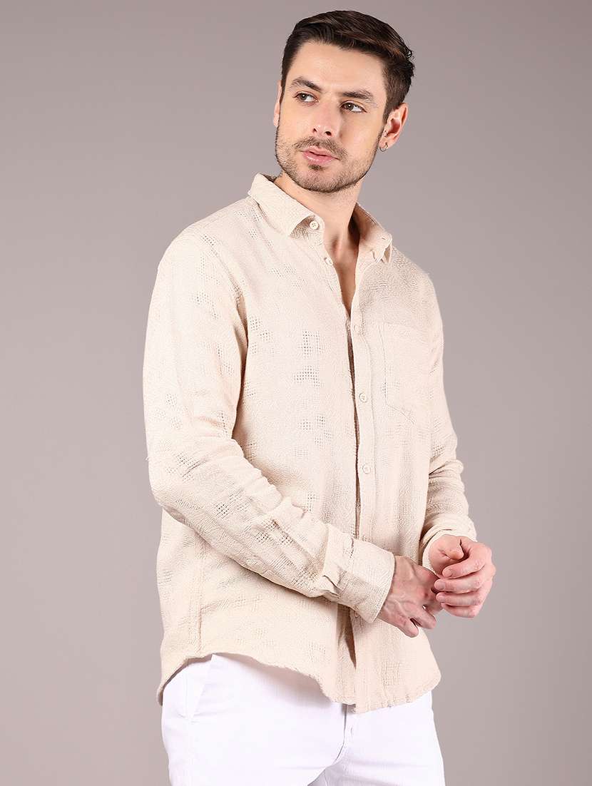 men self design long sleeve regular fit casual shirt - 21872706 -  Standard Image - 1