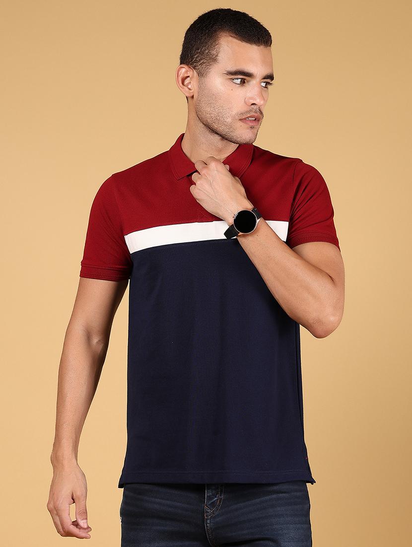 men color block short sleeve regular fit polo t-shirt - 21872722 - Standard Image - 1