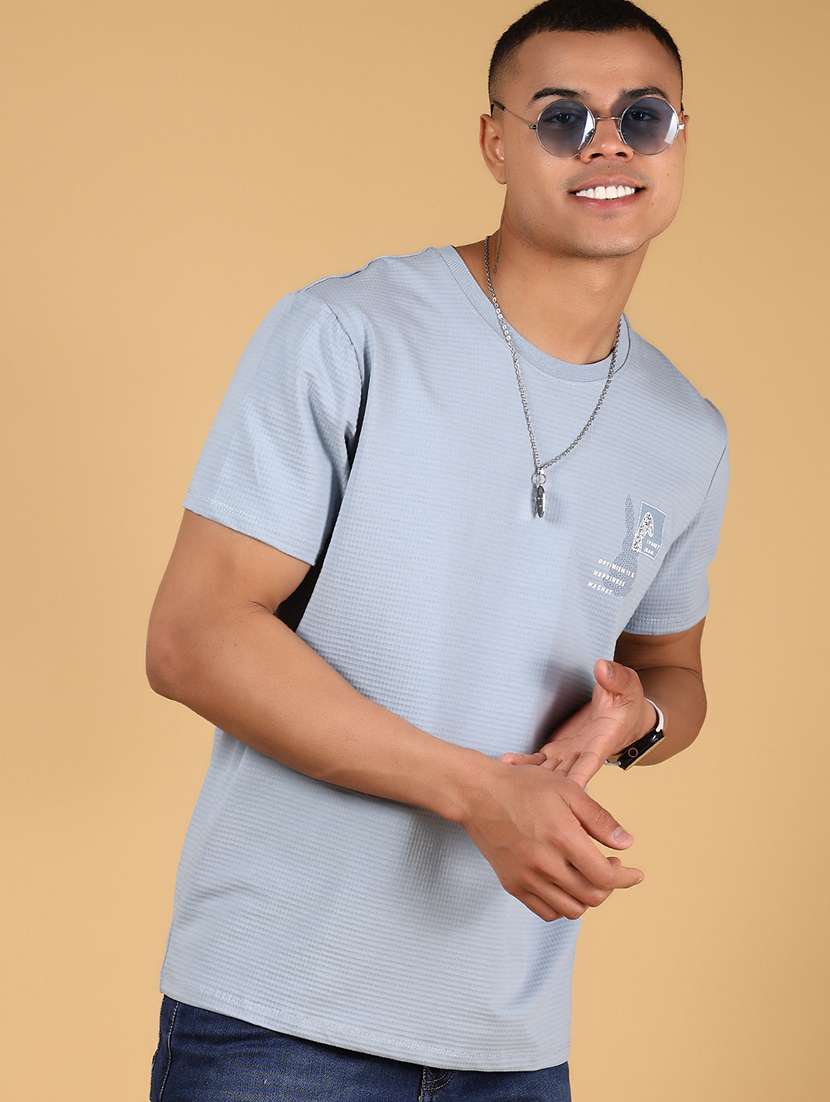 men front & back print round neck regular fit t-shirt