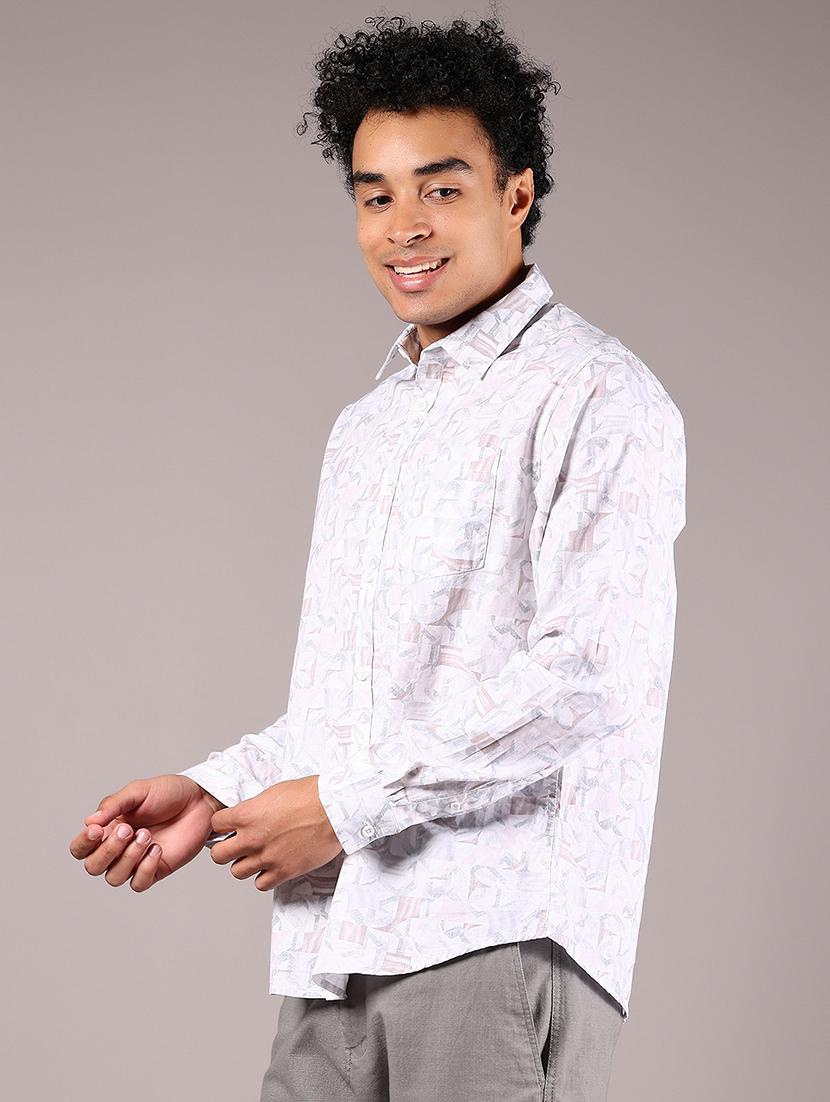men printed collaerd long sleeve shirt - 21872736 - Standard Image - 1