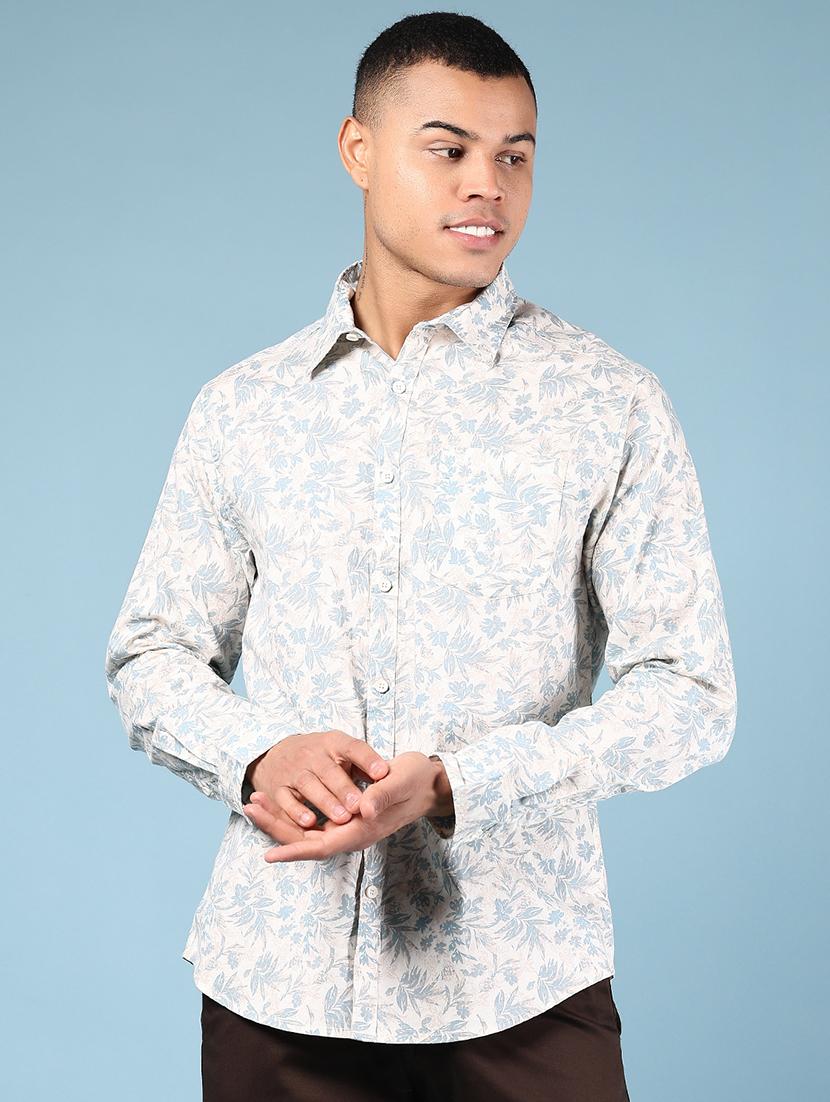 men printed collared long sleeve shirt - 21872738 - Standard Image - 1
