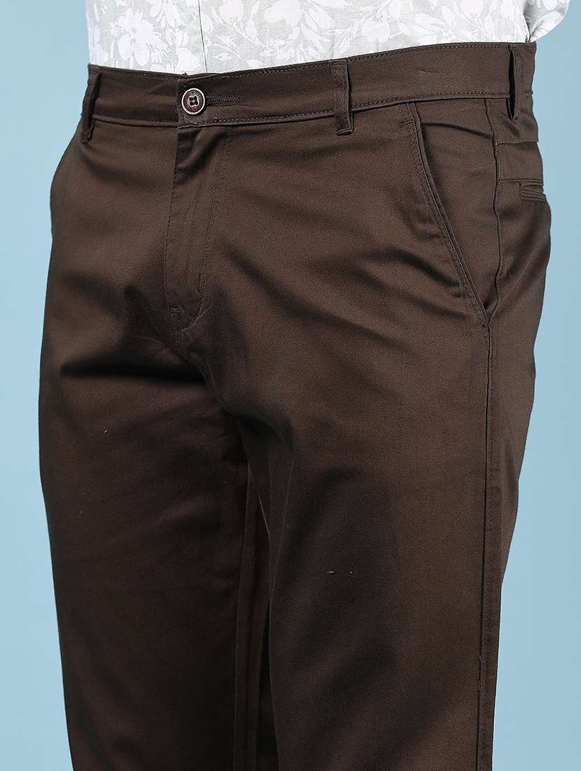 men solid md rise flat front casual chinos  - 21872744 -  Standard Image - 4