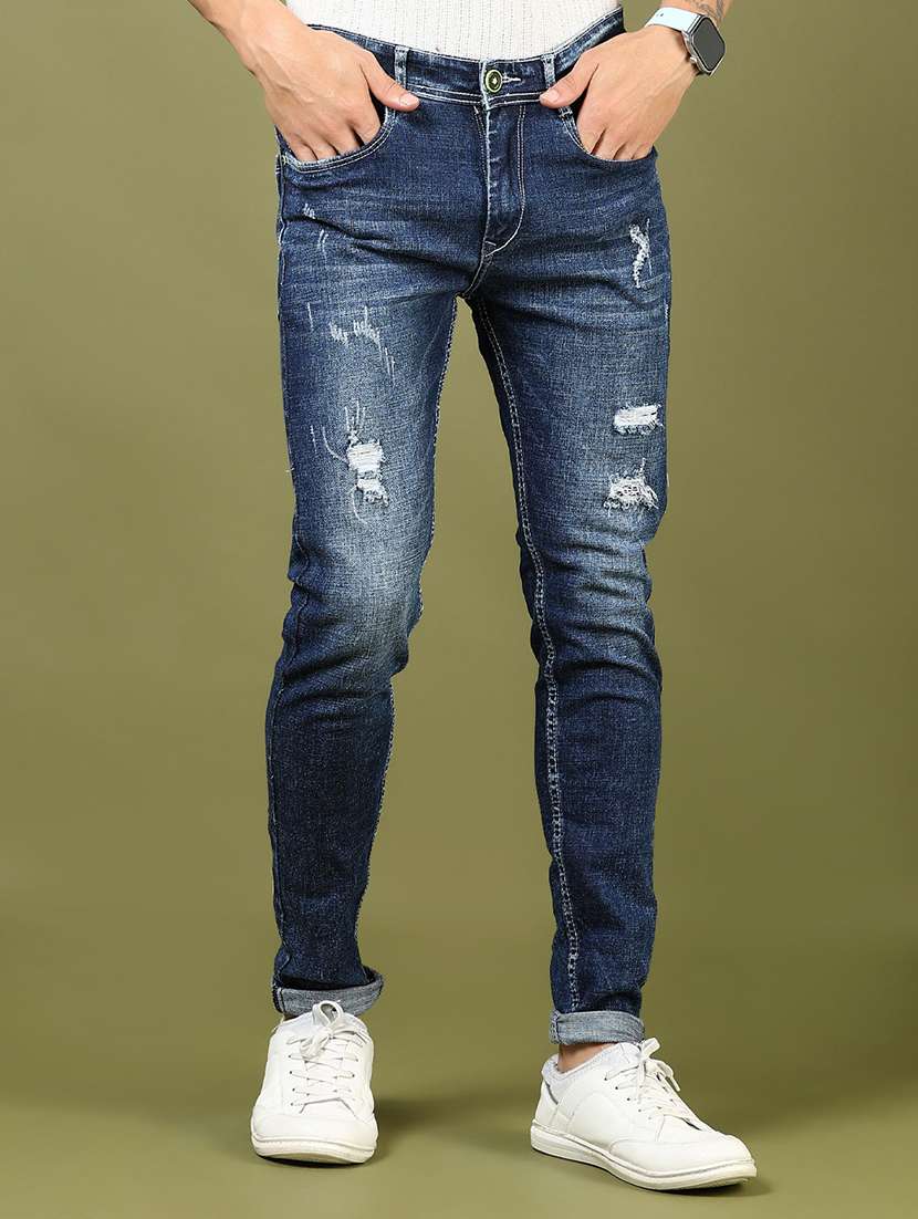 men's blue distressed slim fit jean - 21872745 -  Standard Image - 1