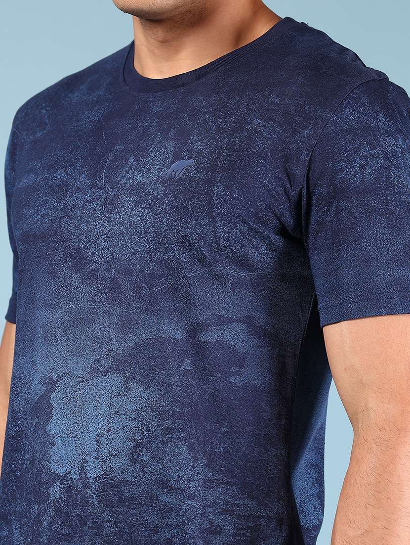 navy blue cotton all over print tshirt - 21872773 -  Standard Image - 4