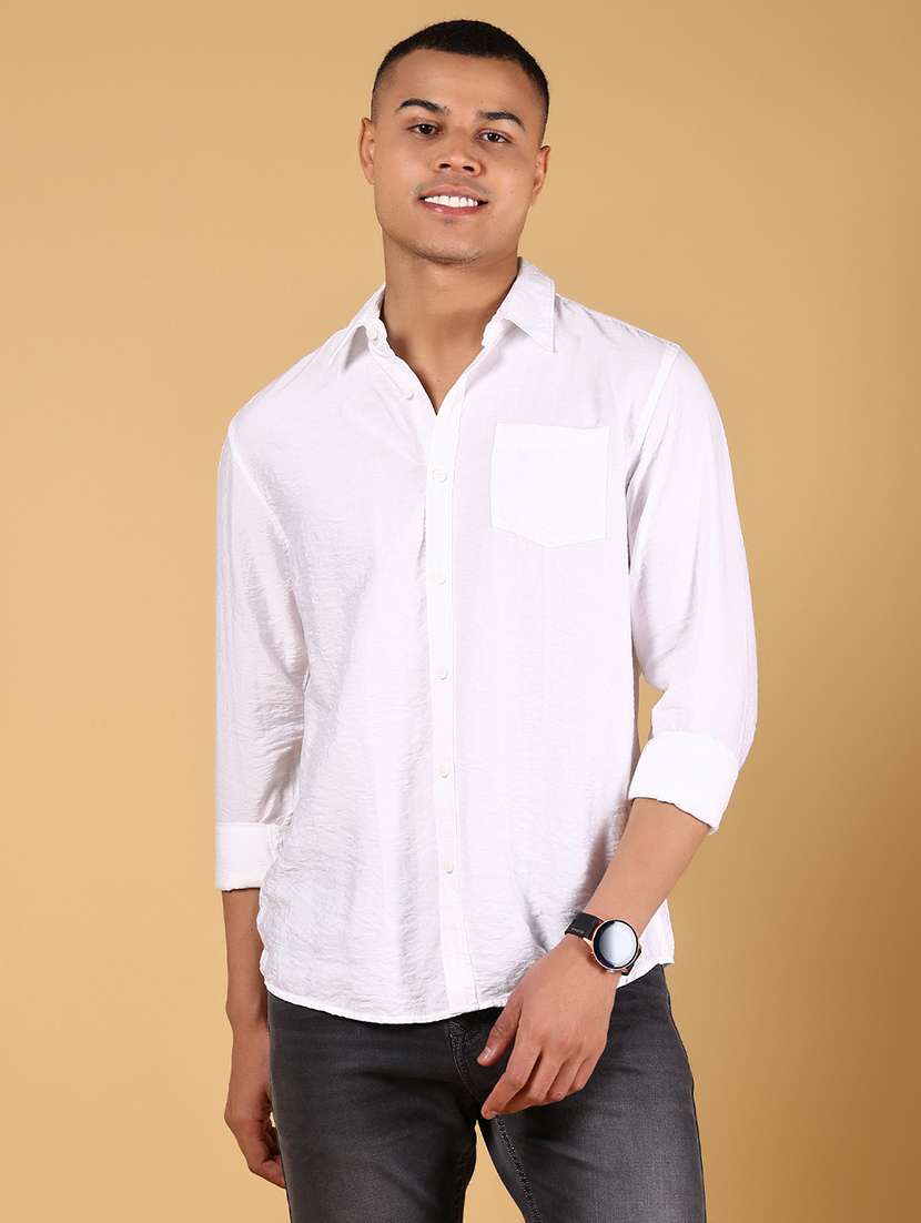 men solid collared long sleeve casual shirt - 21872808 - Standard Image - 1