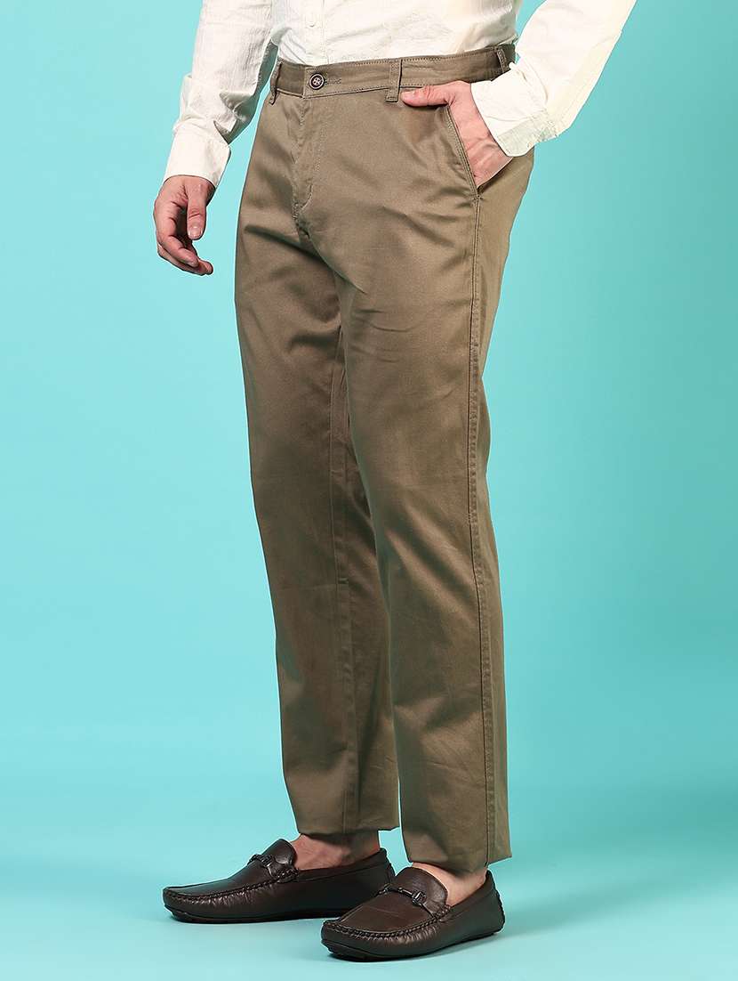 men solid mid rise casual chinos - 21872812 -  Standard Image - 1