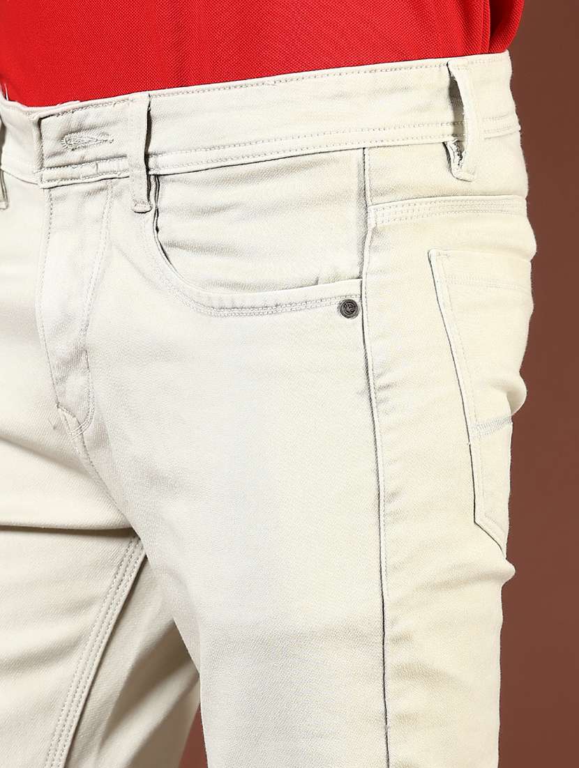men's beige cotton blend slim jeans - 21872815 -  Standard Image - 4
