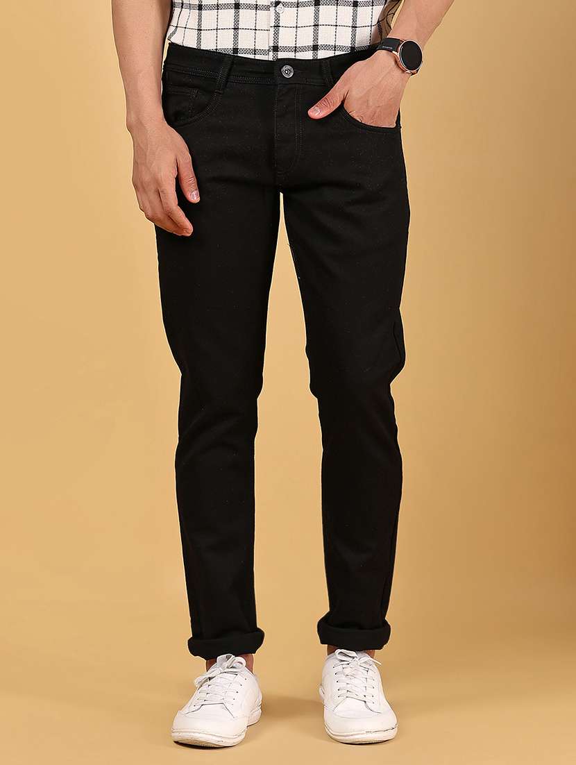 men solid mid rise slim fit jean