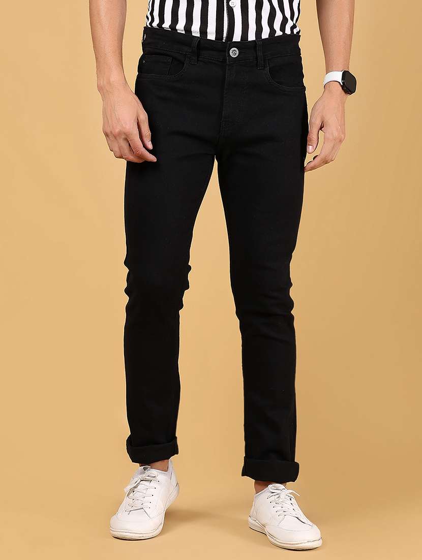 men solid mid rise slim fit jean