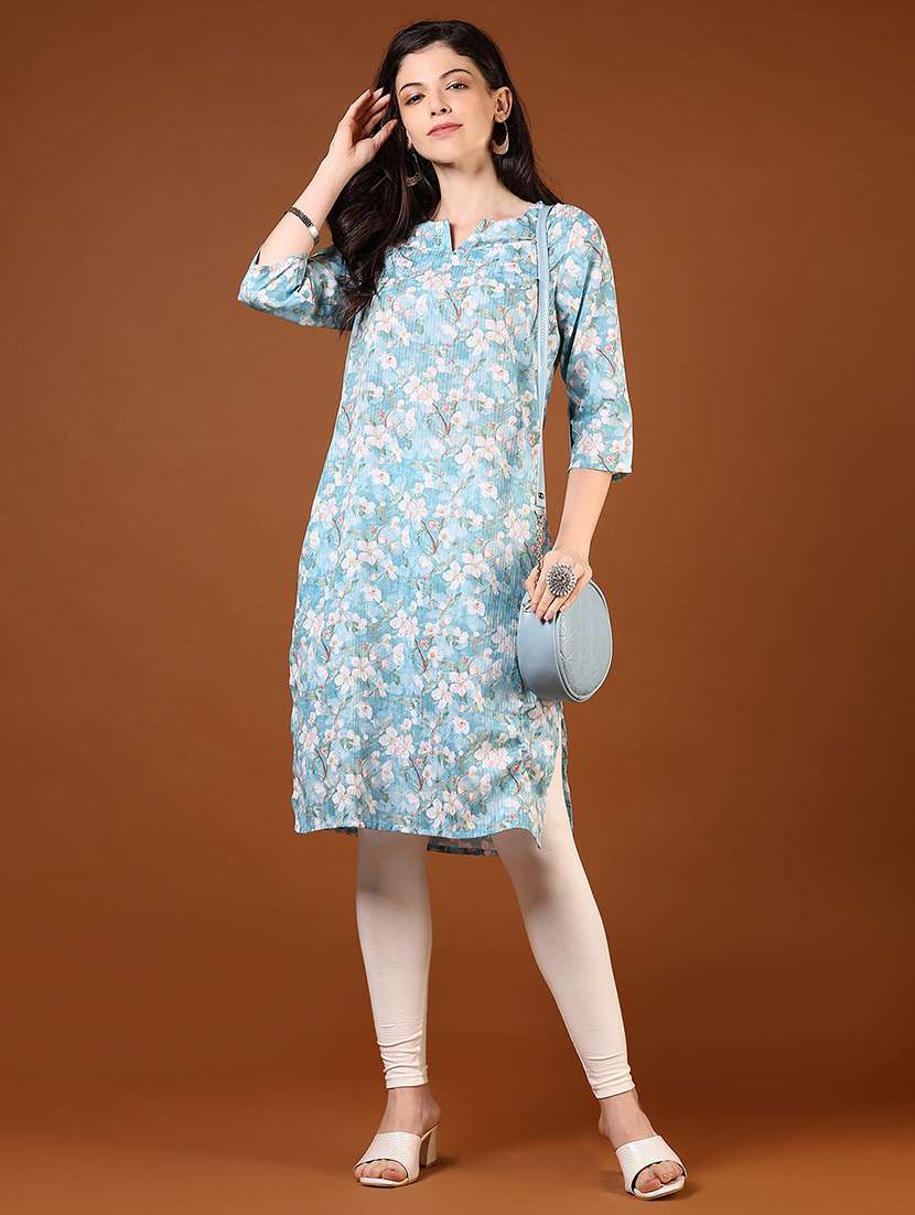 women three quarter sleeve straight kurta - 21872832 -  Standard Image - 4