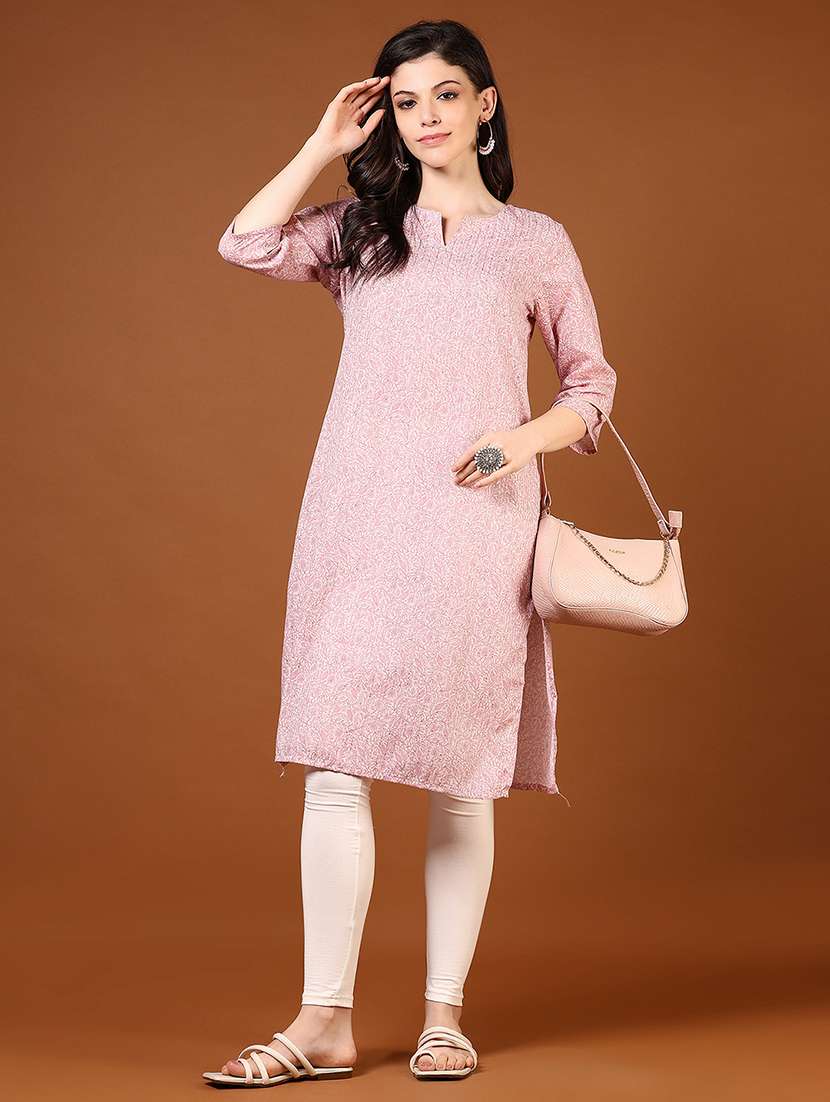 women three quarter sleeve straight kurta - 21872833 -  Standard Image - 4