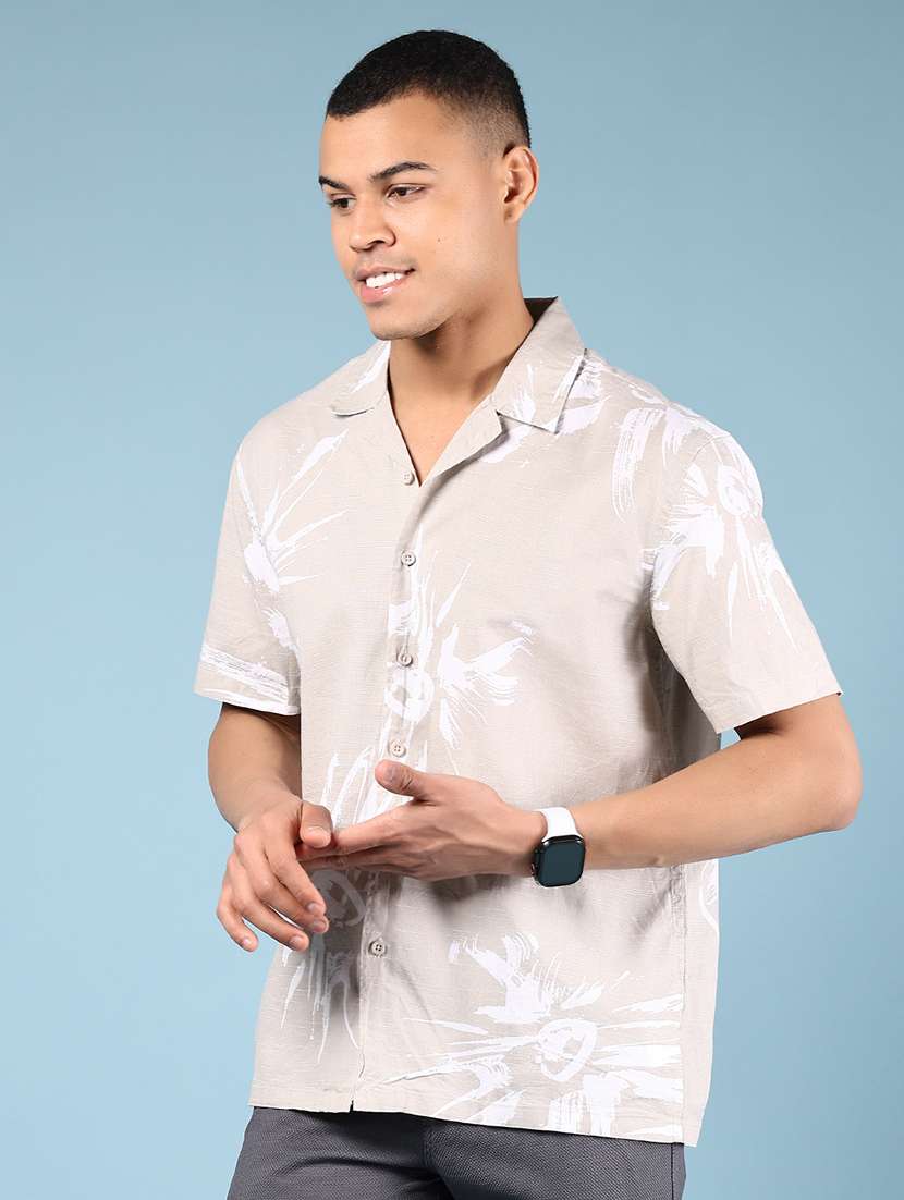 men printed short sleeve loose fit casual shirt - 21873012 -  Standard Image - 1