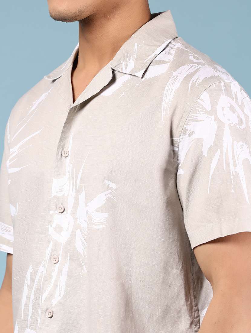men printed short sleeve loose fit casual shirt - 21873012 -  Standard Image - 4