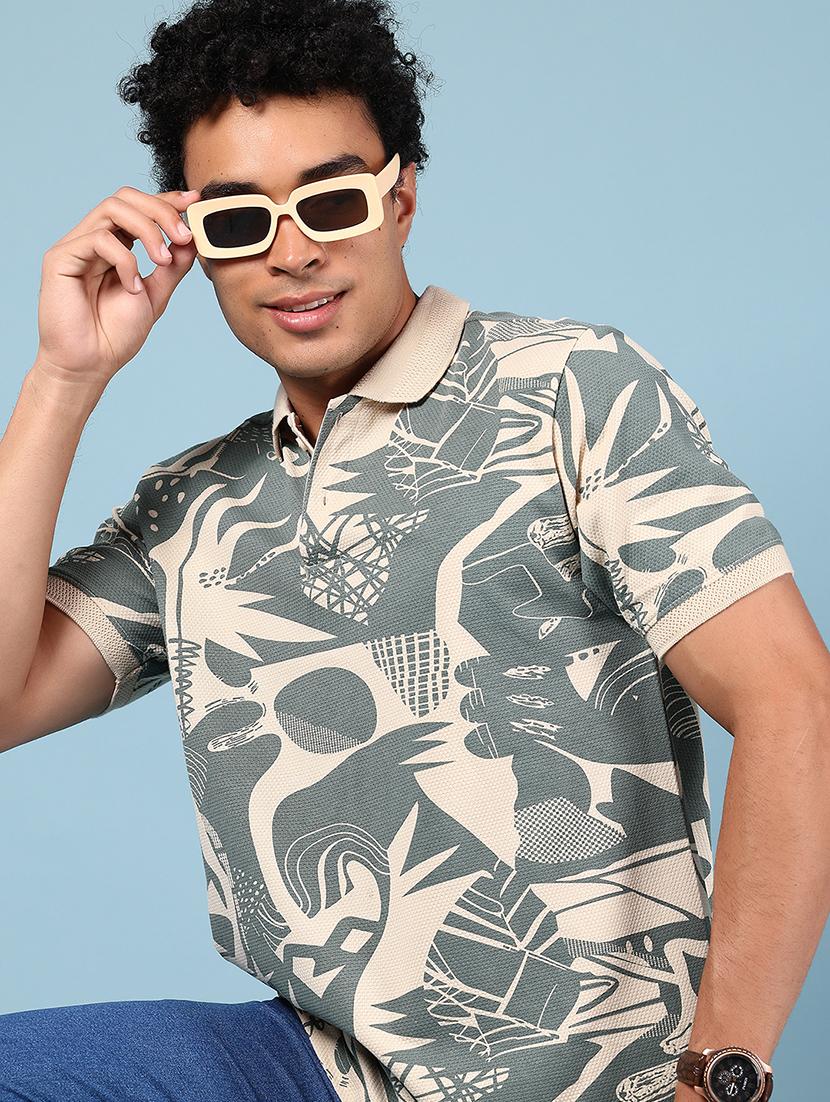 men printed short sleeve regular fit polo t-shirt - 21873013 - Zoom Image - 0