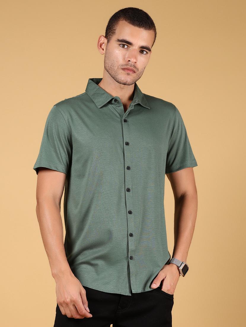 men solid short sleeve regular fit casual shirt - 21873020 -  Standard Image - 1