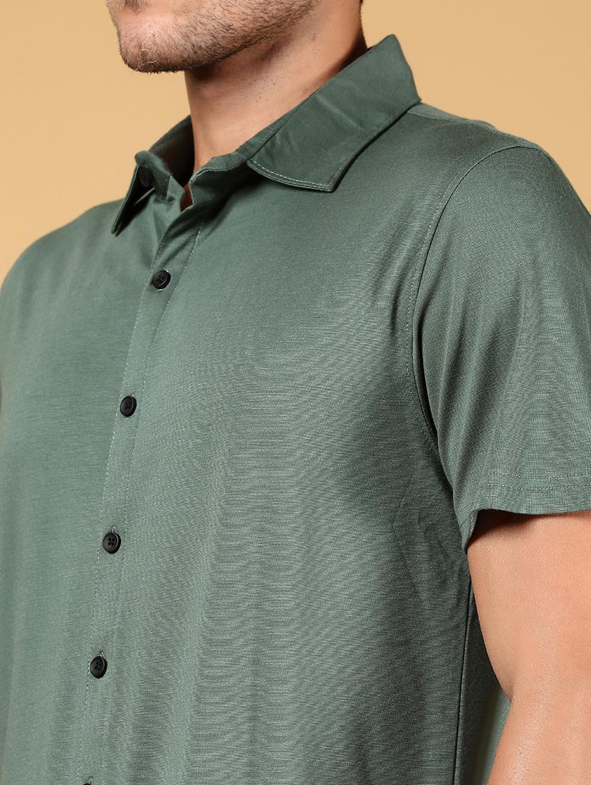 men solid short sleeve regular fit casual shirt - 21873020 - Standard Image - 4