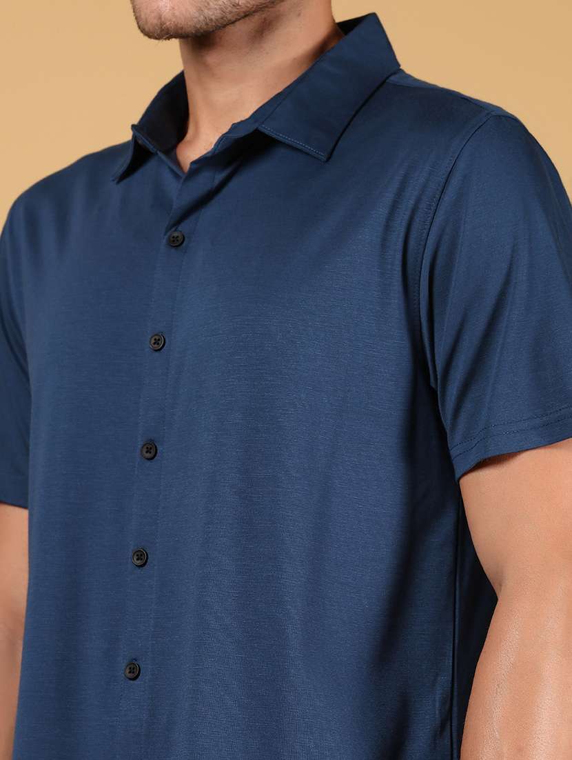 men solid short sleeve regular fit casual shirt - 21873021 -  Standard Image - 4