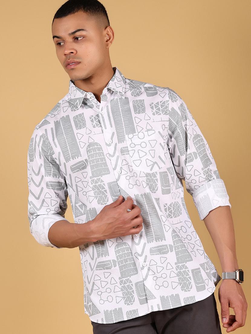 men printed long sleeve regular fit casual shirt - 21873032 -  Standard Image - 1