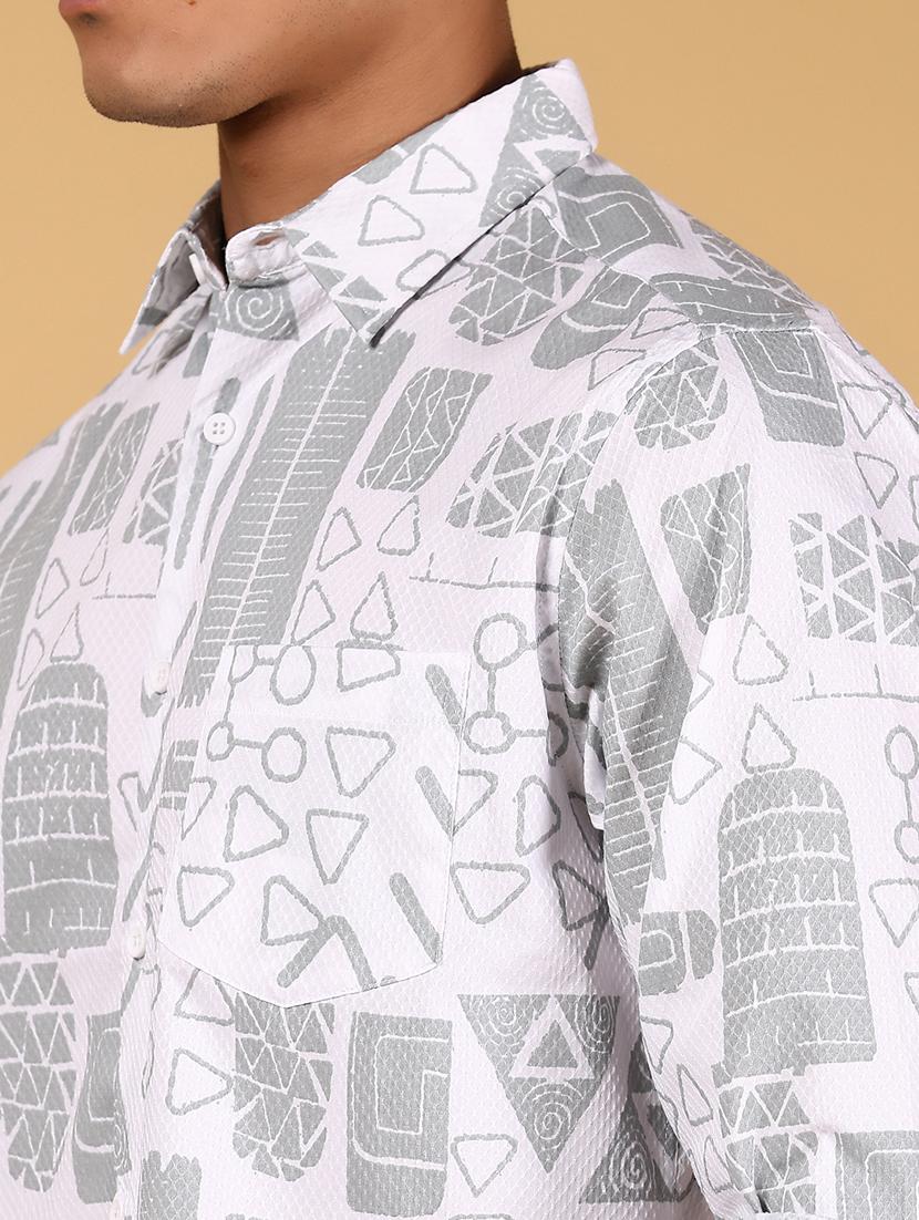 men printed long sleeve regular fit casual shirt - 21873032 - Standard Image - 4