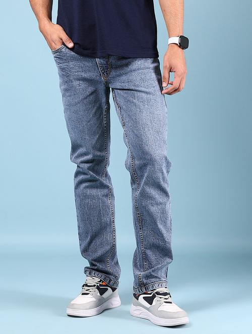 men blue mid rise full length jeans - 21873066 - Standard Image - 0
