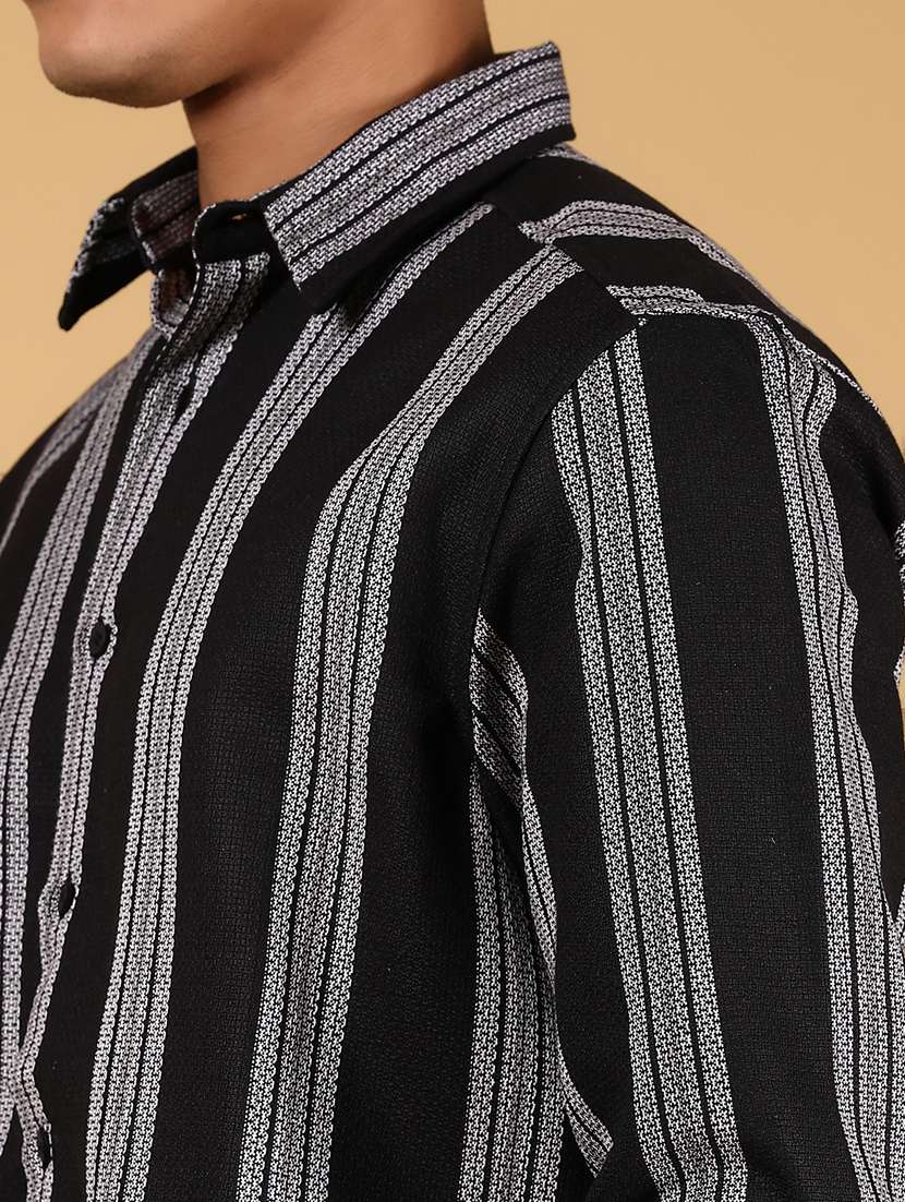 men pristripednted collared long sleeve shirt - 21873070 -  Standard Image - 4