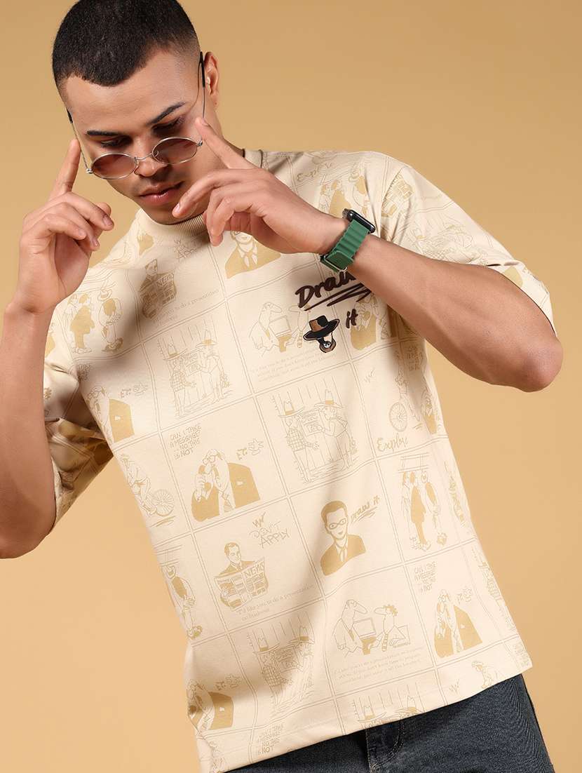 men printed short sleeve loose fit t-shirt