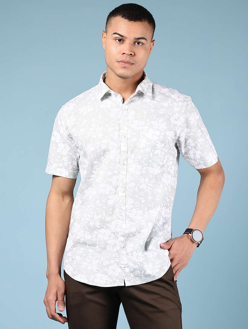 men printed short sleeve regular fit casual shirt - 21873097 -  Standard Image - 1