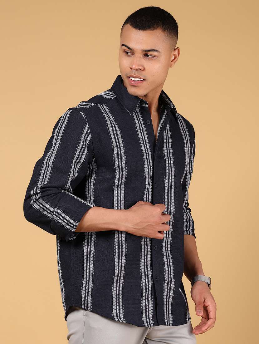 men striped long sleeve regular fit casual shirt - 21873103 -  Standard Image - 1