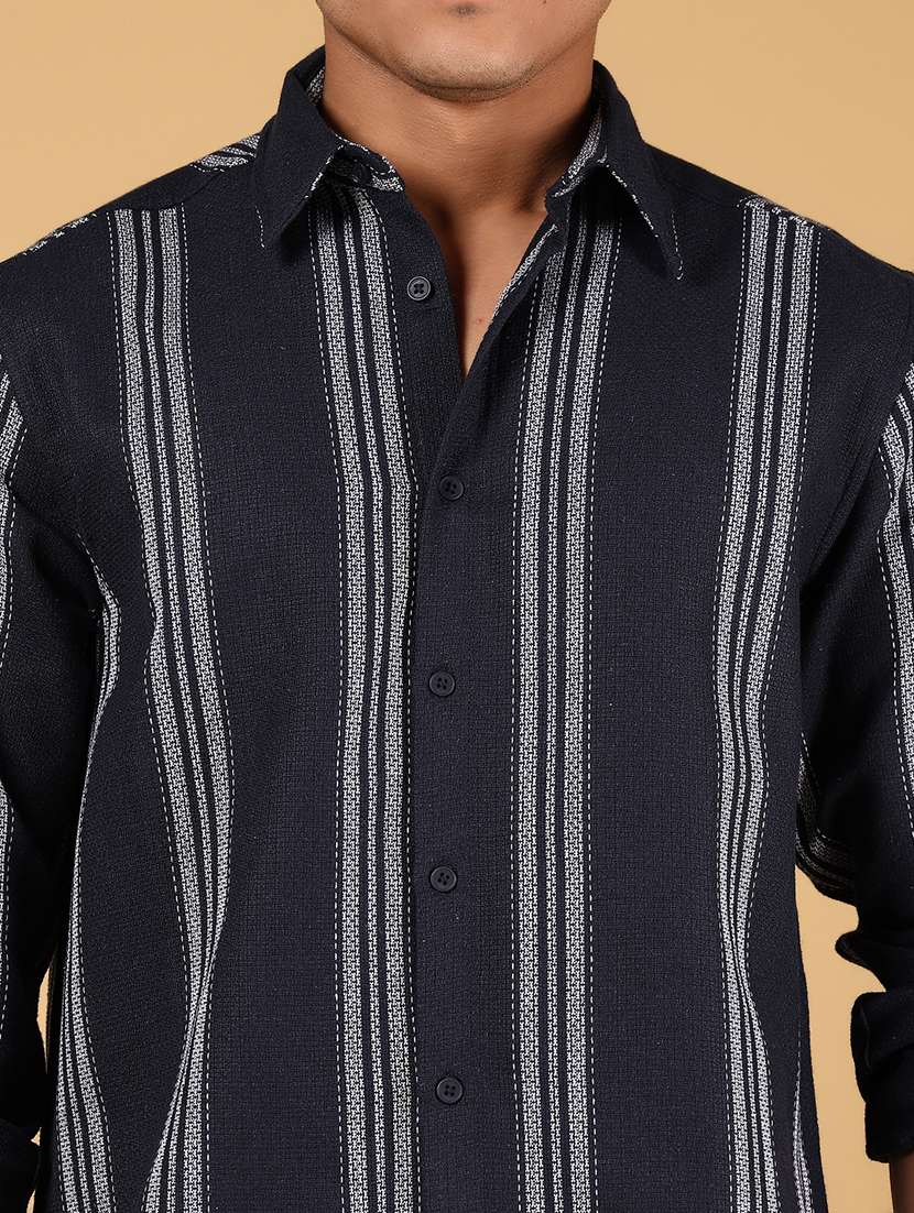 men striped long sleeve regular fit casual shirt - 21873103 -  Standard Image - 4