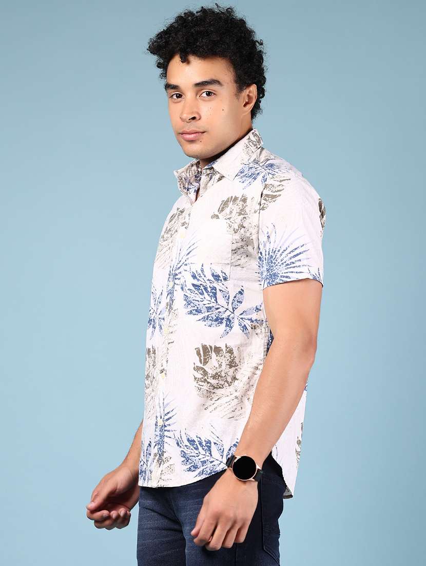 men printed short sleeve regular fit casual shirt - 21873106 - Standard Image - 1