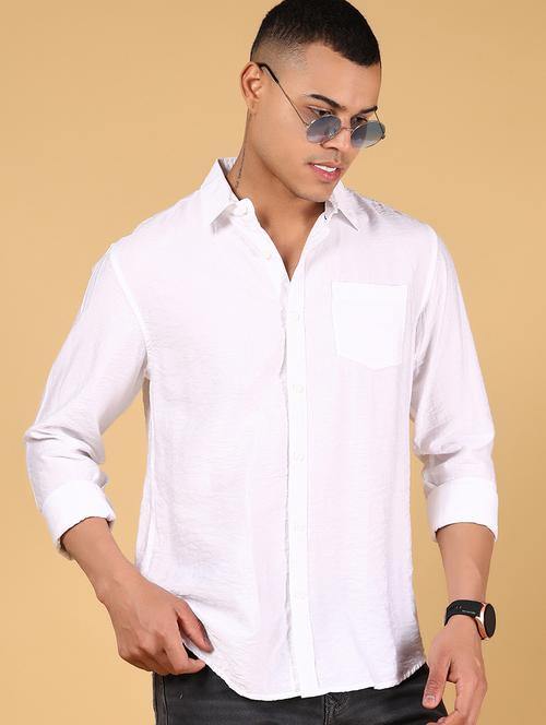 men solid long sleeve regular fit casual shirt - 21873119 - Standard Image - 0