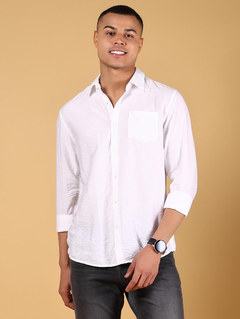 men solid long sleeve regular fit casual shirt - 21873119 - Standard Image - 1