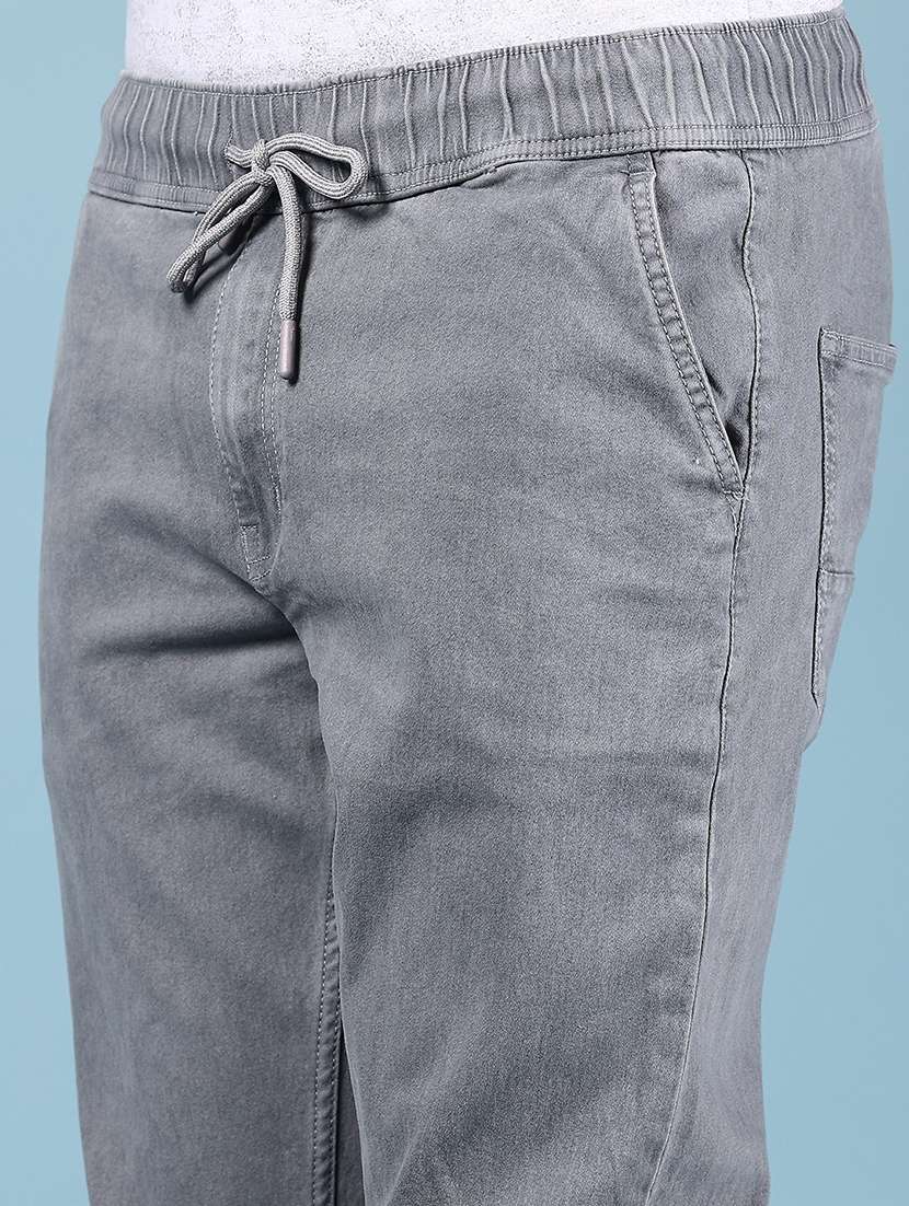 men grey solid mid rise regular fit jogger - 21873125 -  Standard Image - 4