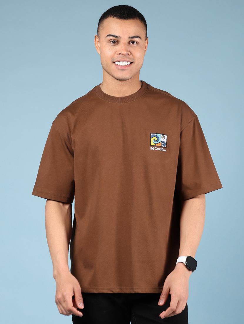 brown cotton back print tshirt - 21873149 -  Standard Image - 1