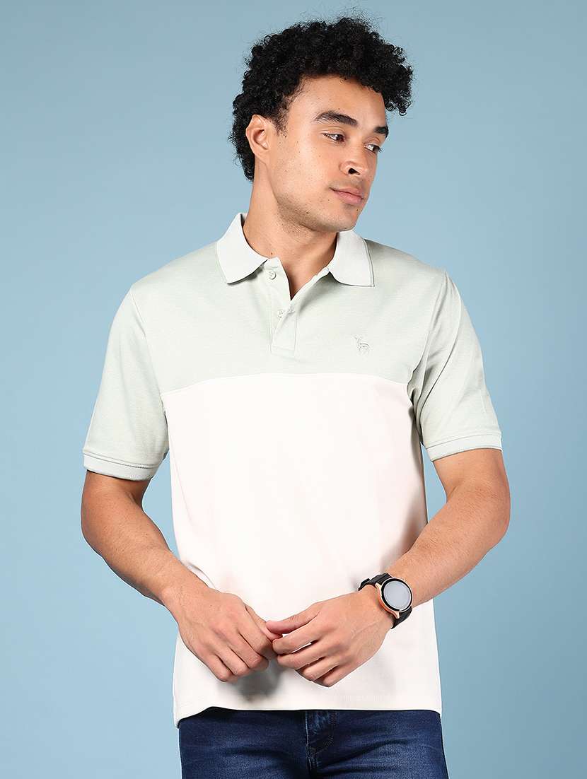 men color block short sleeve regular fit polo t-shirt