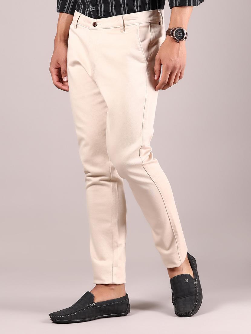men solid md rise flat front casual chinos - 21873203 - Standard Image - 1